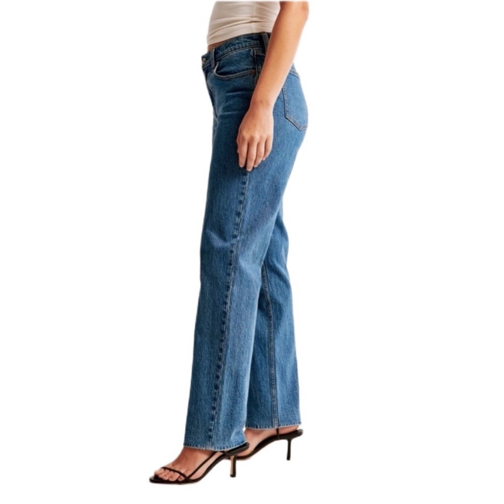 Abercrombie & Fitch The Straight Mid Rise Curve Love Denim Sz 28 extra long - Picture 3 of 14